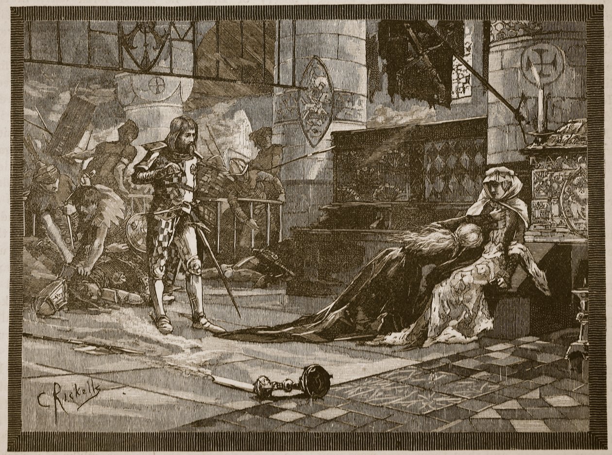 Fångst av Bruces fru och dotter i Tain, 1306, illustration från 