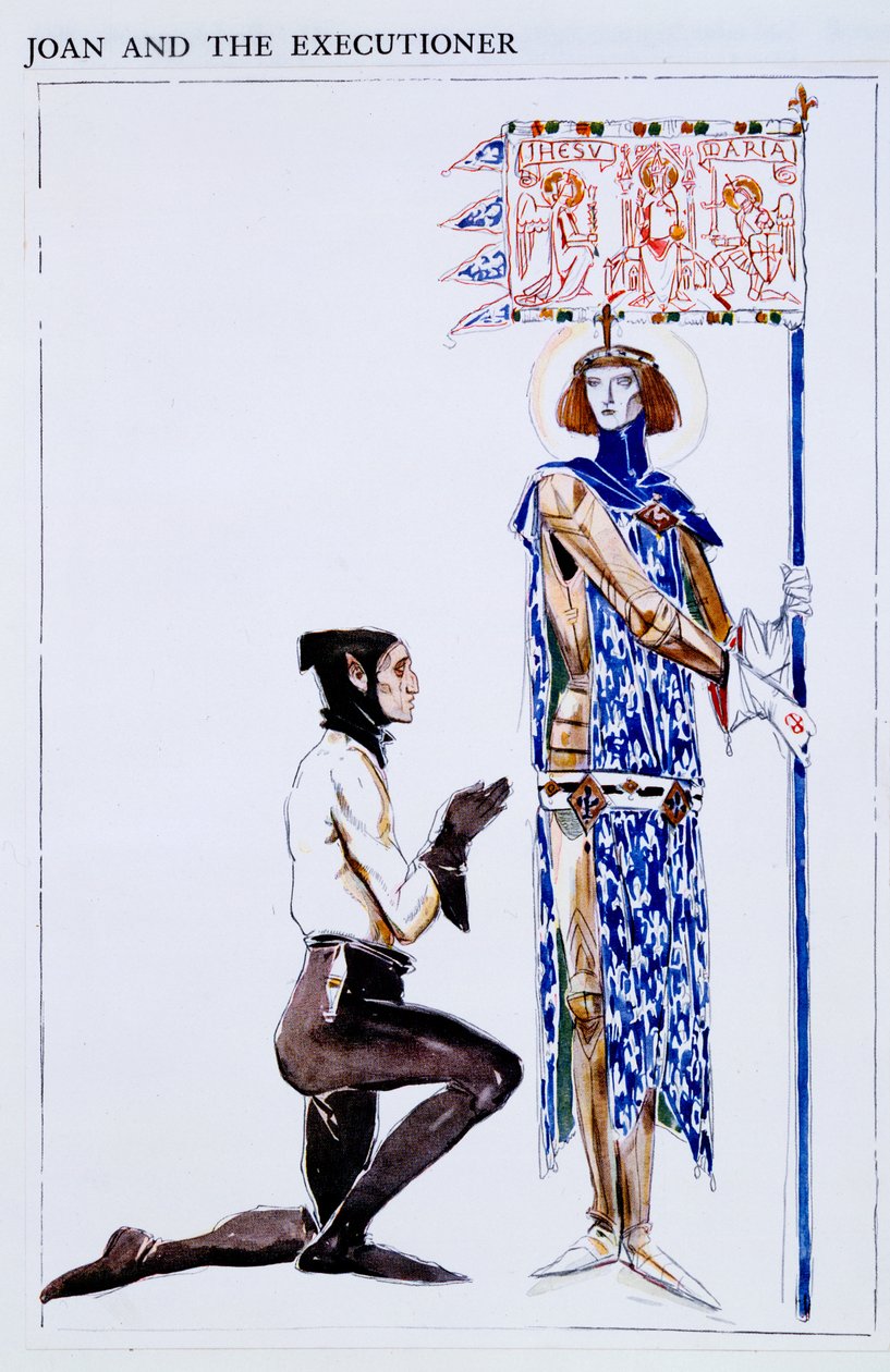 Kostymdesigner för Joan and the Executioner, karaktärer från "St Joan" av George Bernard Shaw, ca 1924 (wc och penna på papper) av Charles Ricketts