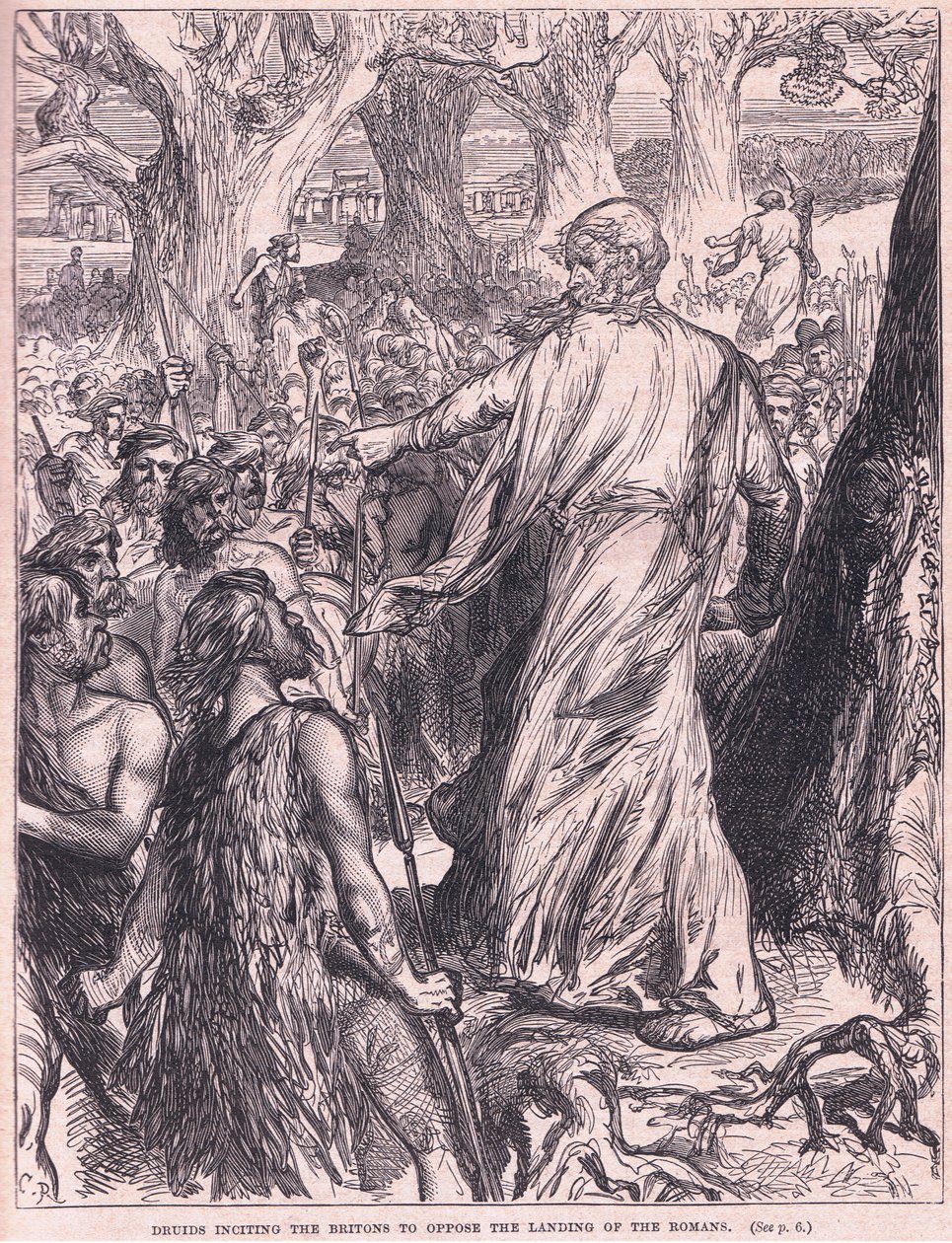 Druider som uppmuntrar britterna att motsätta sig romarnas landstigning. av Charles Ricketts