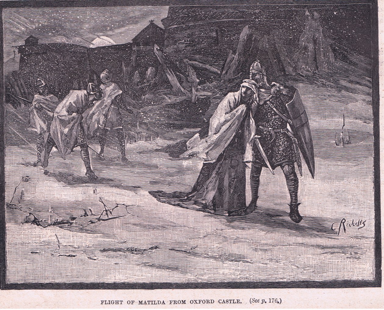 Flight of Matilda från Oxford Castle AD 1142 av Charles Ricketts