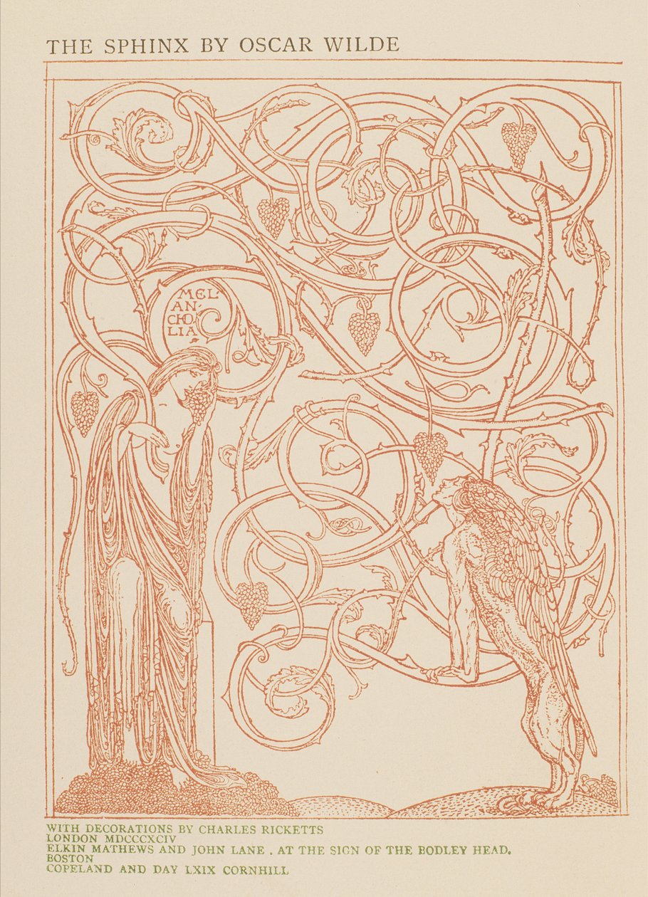 Melancholia, design för frontispice till "The Sphinx without a Secret" av Oscar Wilde, utgiven av Elkin Mathews och John Lane, 1894. av Charles Ricketts