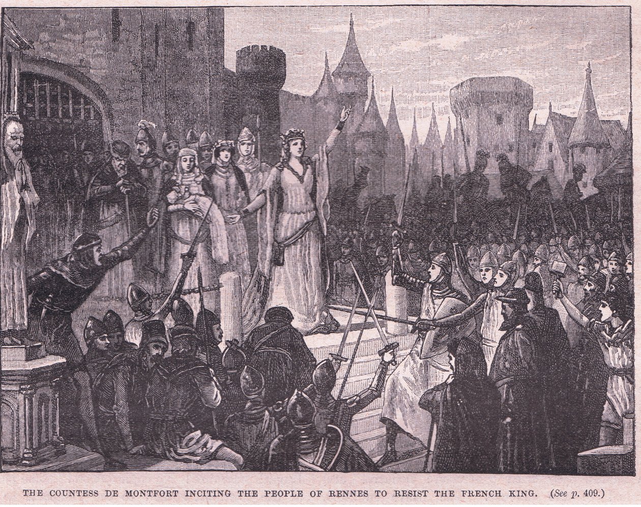 Grevinnan de Montford uppmanar folket i Rennes att göra motstånd mot den franske kungen AD 1341 av Charles Ricketts