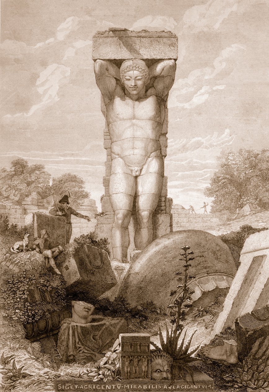 Templet i Agrigentum, Sicilien, från "Antiquities of Athens and Other Places in Greece", publicerat av Priestly und Weale, London 1830. av Charles Robert Cockerell