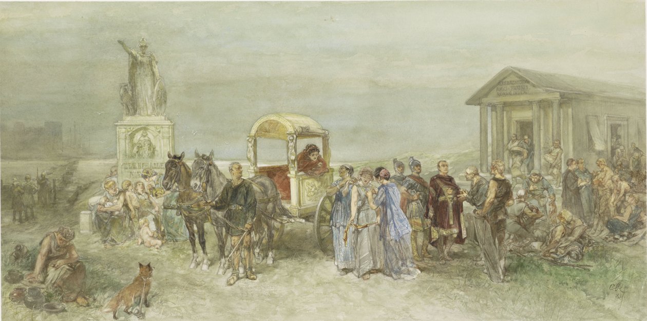 Market place with Romans and Bataves av Charles Rochussen