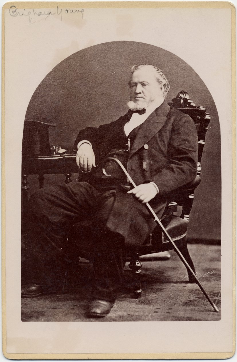 Brigham Young (1801-77), president för Jesu Kristi Kyrka av Sista Dagars Heliga, eller mormonerna (albumenprint) av Charles Roscoe Savage