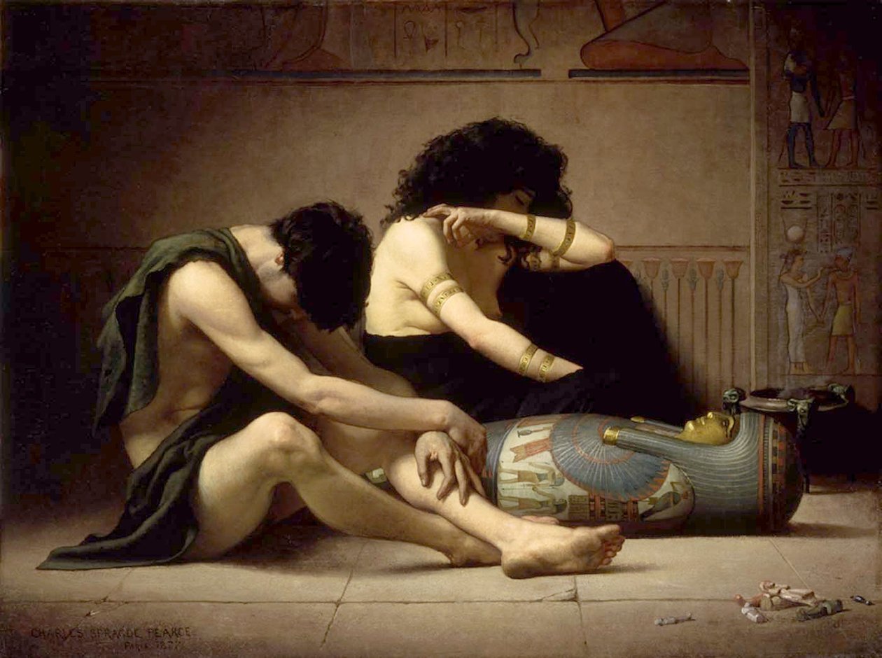  Lamentations over the Death of the First-Born of EgyptnDeutsch: Wehklage uber den Tod des Erstgeborenen am Hof des Pharaon  av Charles Sprague Pearce