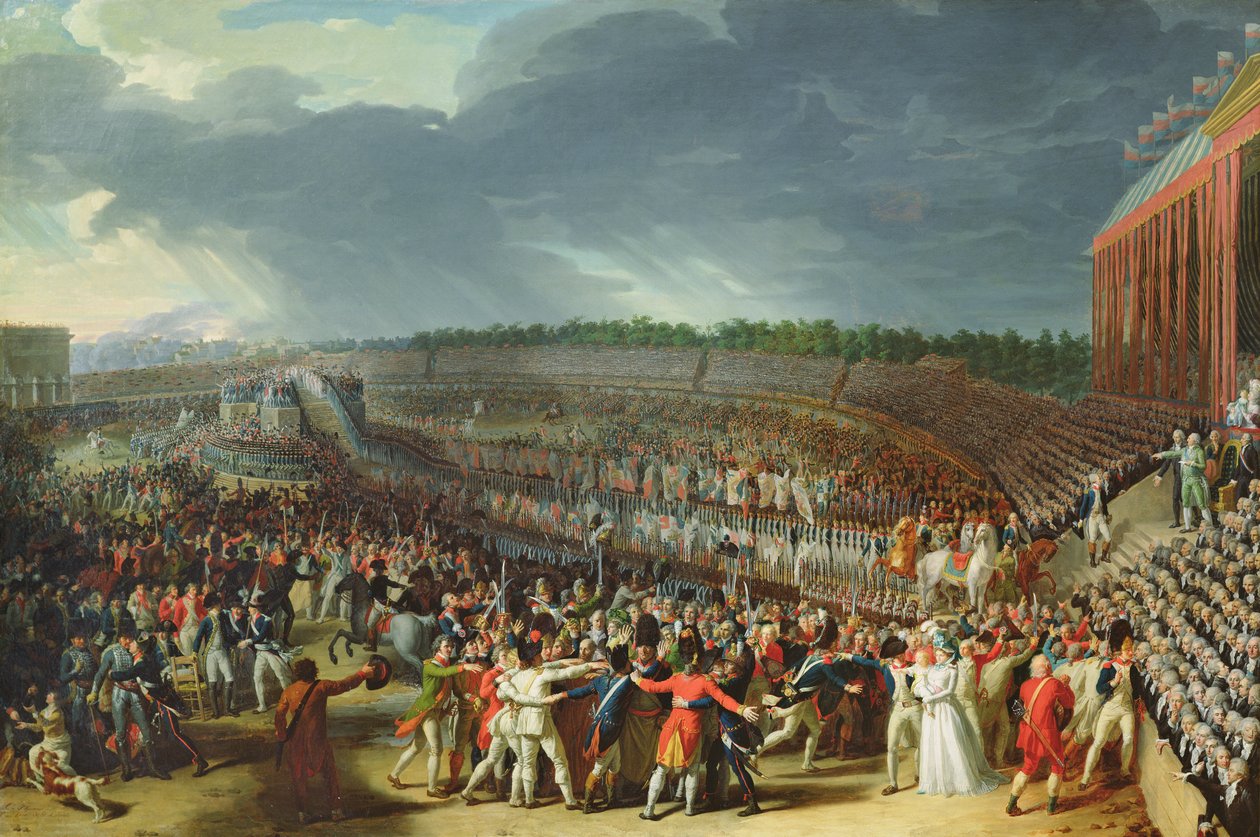 Federationens firande, Champs de Mars, Paris, 14 juli 1790 av Charles Thevenin