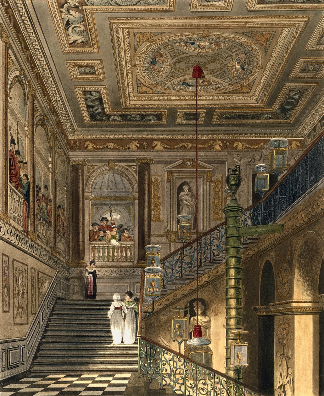 Den stora trappan vid Kensington Palace från Pynes 
