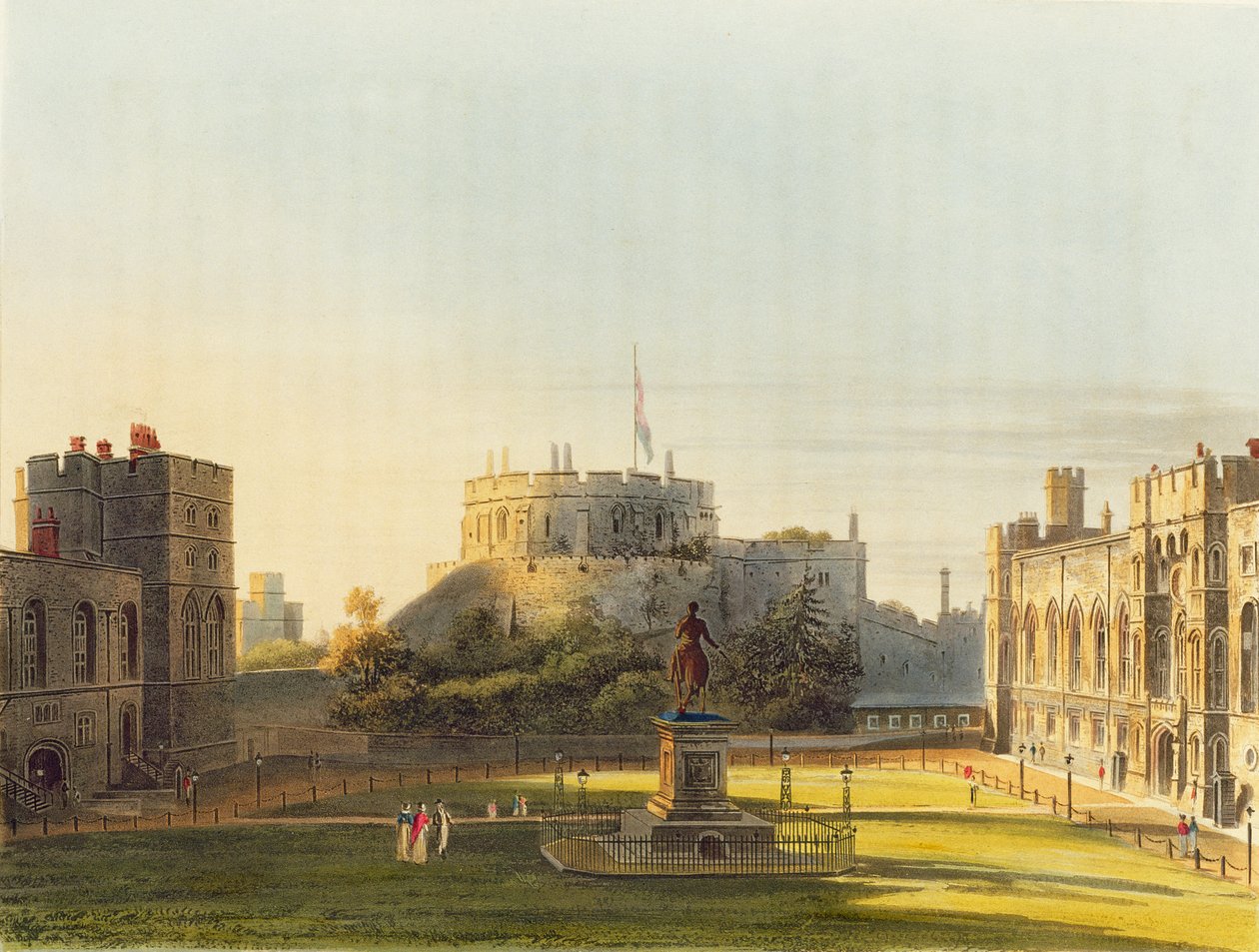 The Upper Ward, Windsor Castle, från "Royal Residences", graverad av Thomas Sutherland (f.1785), pub. av William Henry Pyne (1769-1843), 1819 (akvatint) av Charles Wild