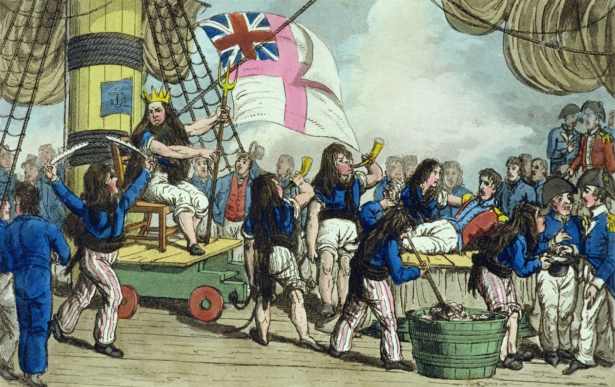 Crossing the Line, tallrik från "The Adventures of Johnny Newcome" av John Mitford (1782-1831) 1818 av Charles Williams