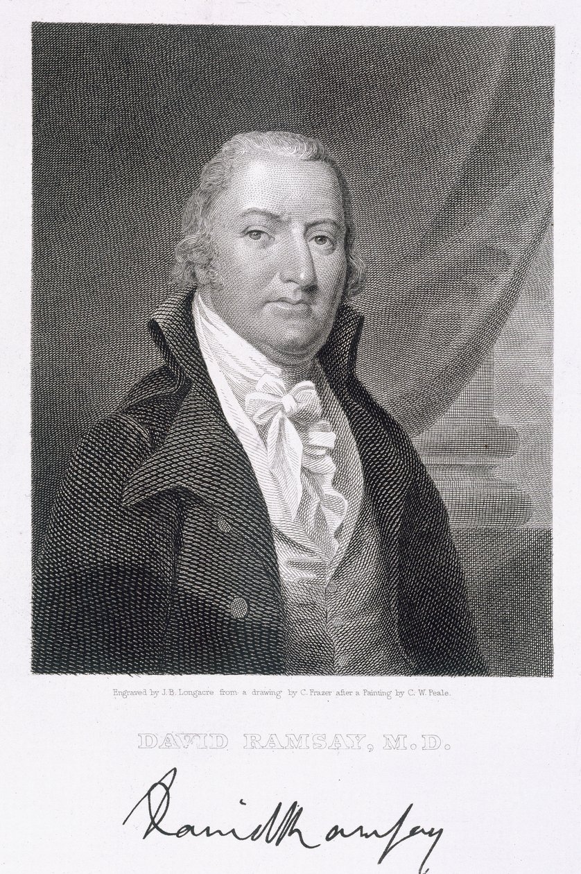 David Ramsay, graverad av James Barton Longacre (1794-1869) efter en teckning av originalet av Charles Fraser (1782-1860) av Charles Willson Peale