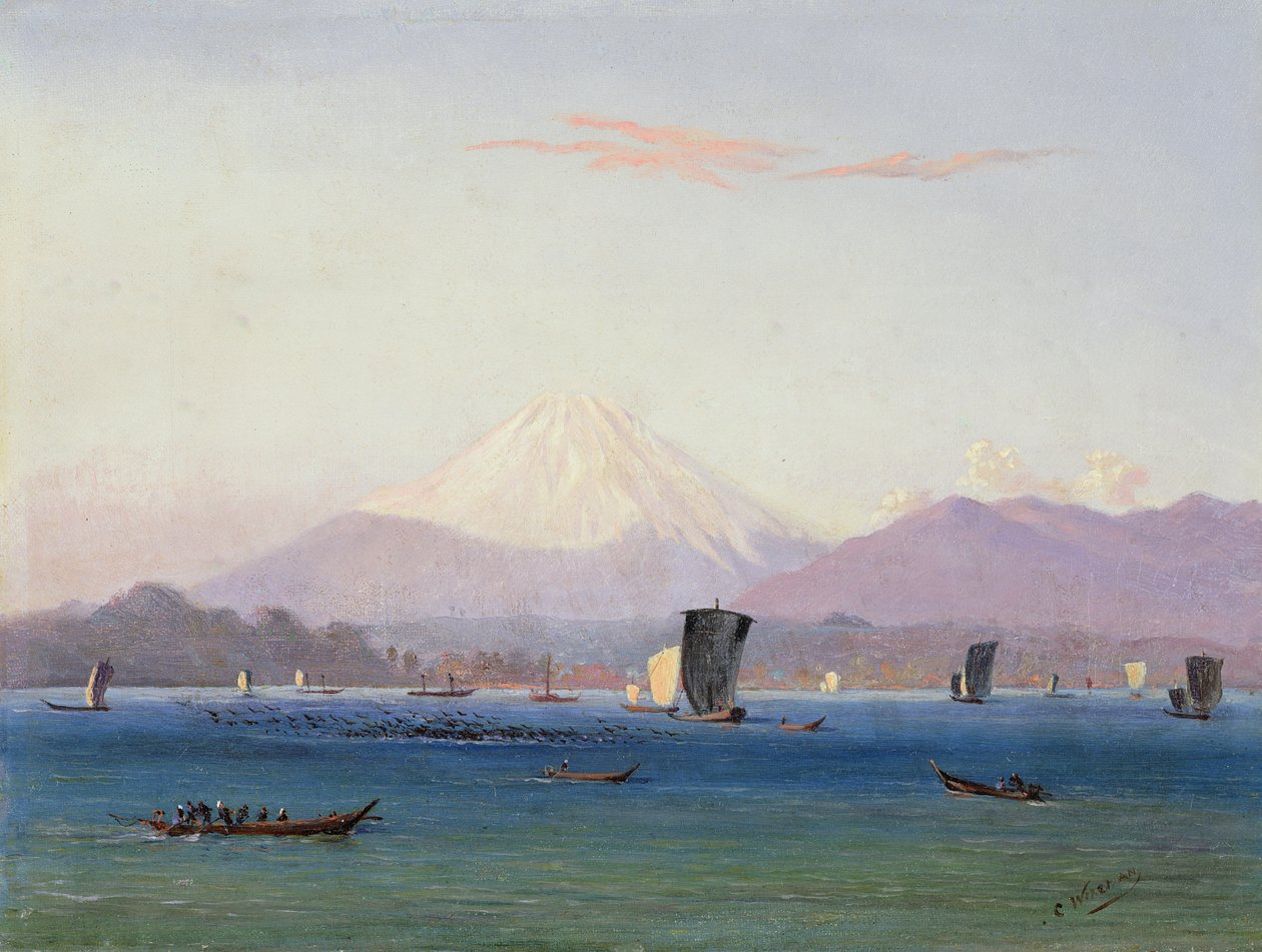 Utsikt över berget Fuji av Charles Wirgman