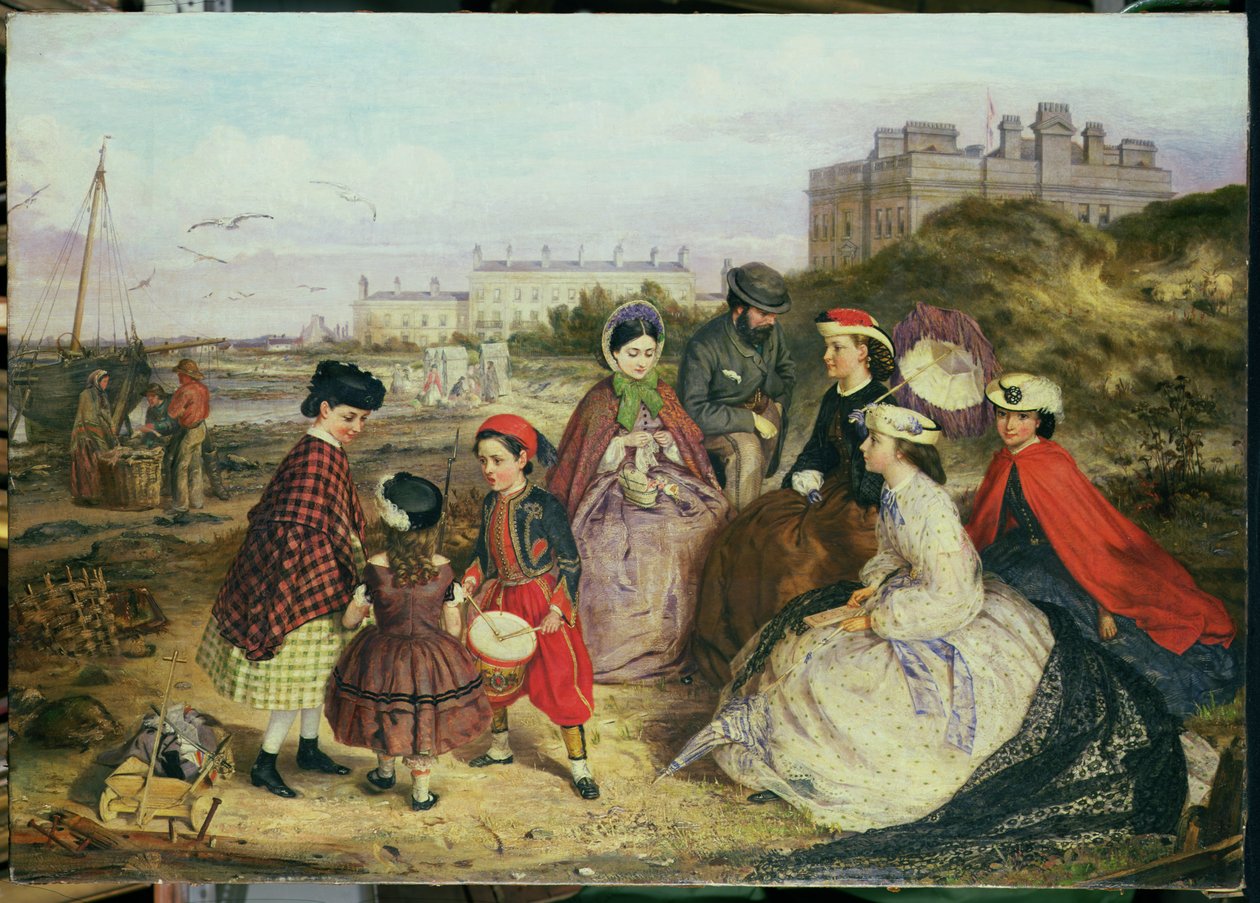 En viktoriansk familj vid havet av Charles Wynne Nicholls