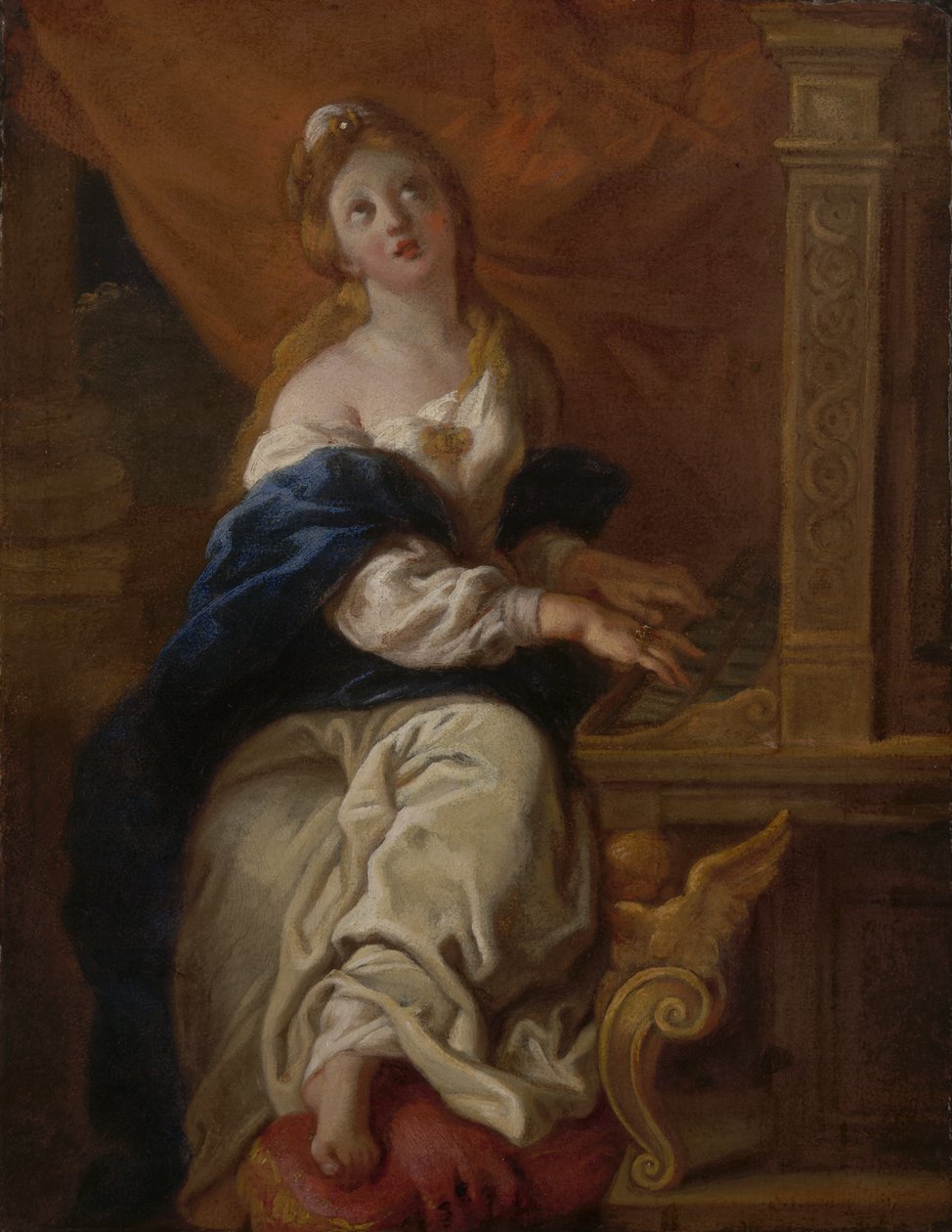 Sankta Cecilia, ca 1700 (olja på papper) av Charles de la Fosse