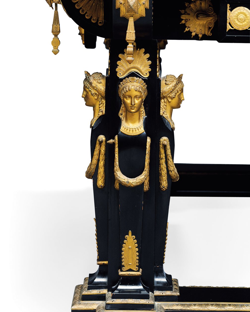 Napoleon III bord, designat av Jean Brandely, intarsia av E. Varlot, Paris, ca 1850-75 (ormolu, förgylld koppar, ebenholts & platan) av Charles Guillaume Diehl