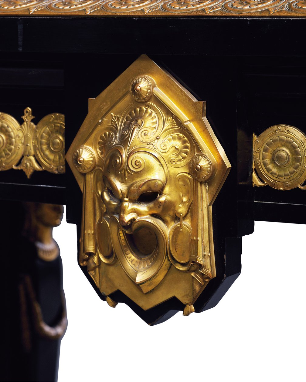 Napoleon III bord, designat av Jean Brandely, intarsia av E. Varlot, Paris, ca 1850-75 (ormolu, förgylld koppar, ebenholts & platan) av Charles Guillaume Diehl