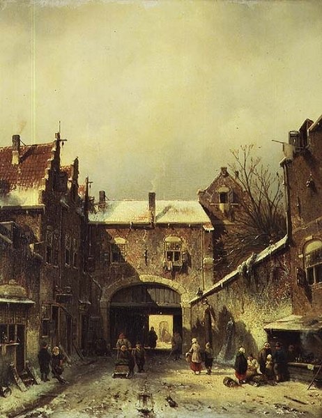 En holländsk stad på vintern av Charles Henri Joseph Leickert