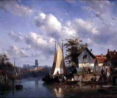En sommarscen (olja på duk) av Charles Henri Joseph Leickert