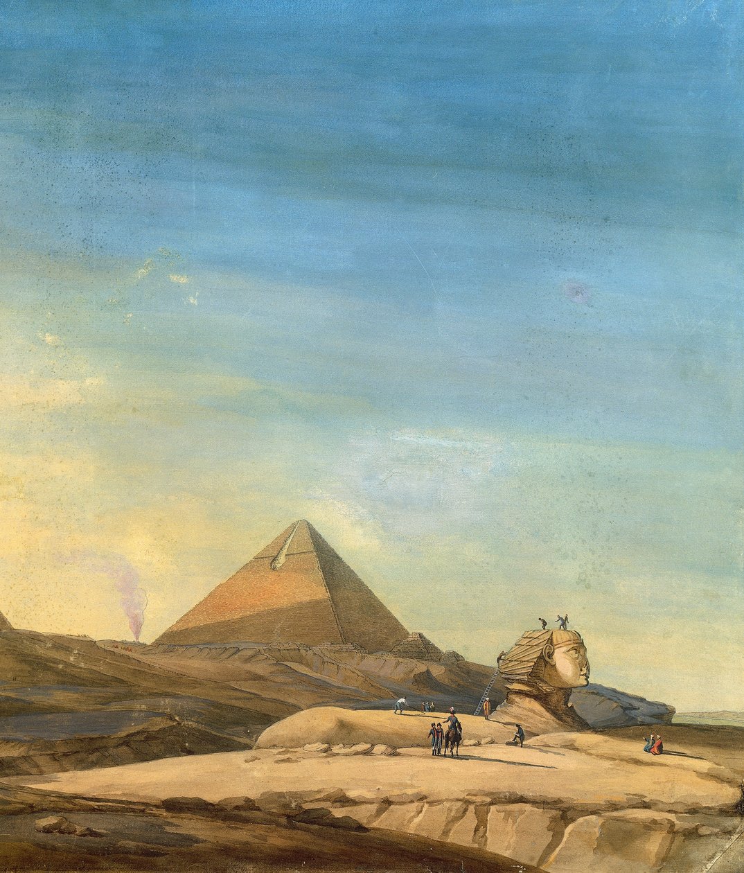 Mätning av sfinx, detalj av Pyramids of Menfis av Charles Louis Balzac