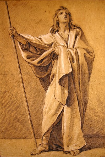 Studie av Saint Roch (svartvita krita på papper) av Charles Michel Ange Challe