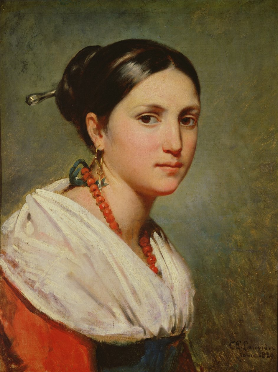 Porträtt av en ung italiensk kvinna, 1829 av Charles Philippe Lariviere