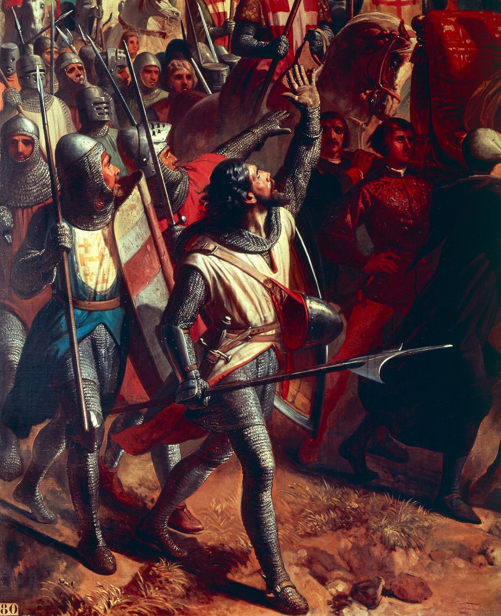 Slaget vid Montgisard 1177, detalj av en korsfarare, ca 1842 (olja på duk) av Charles Philippe Lariviere
