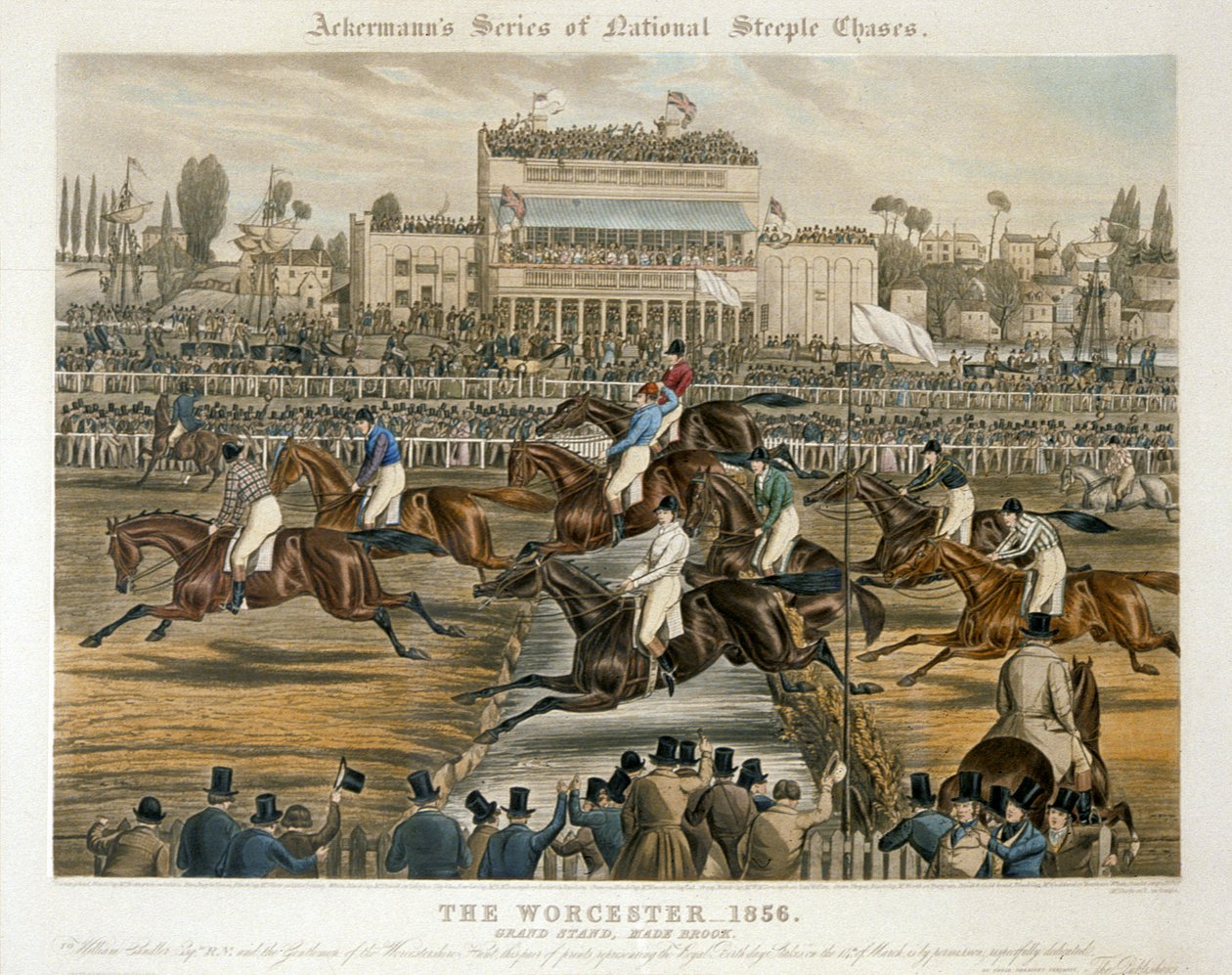 The Royal Birthday Stakes, Worcester, 14 mars 1856: Grand Stand (litho i färg) av Charles Hunt