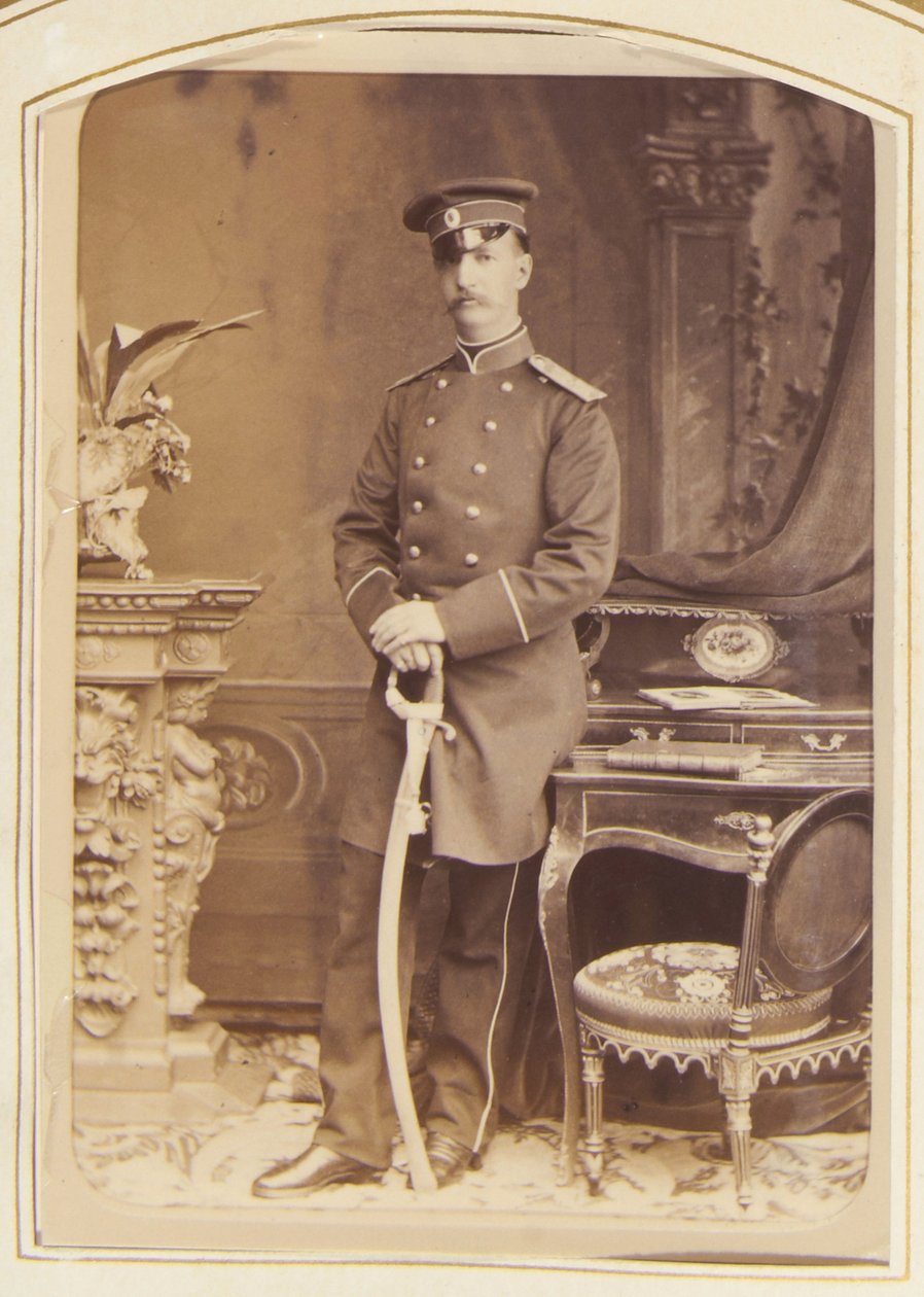 Georg I av Grekland, Hellenernas kung - Porträtt av Georg I (1845-1913), Hellenernas kung, av Bergamasco, Charles (Charles) (1830-1896). Albumin foto av Charles Bergamasco