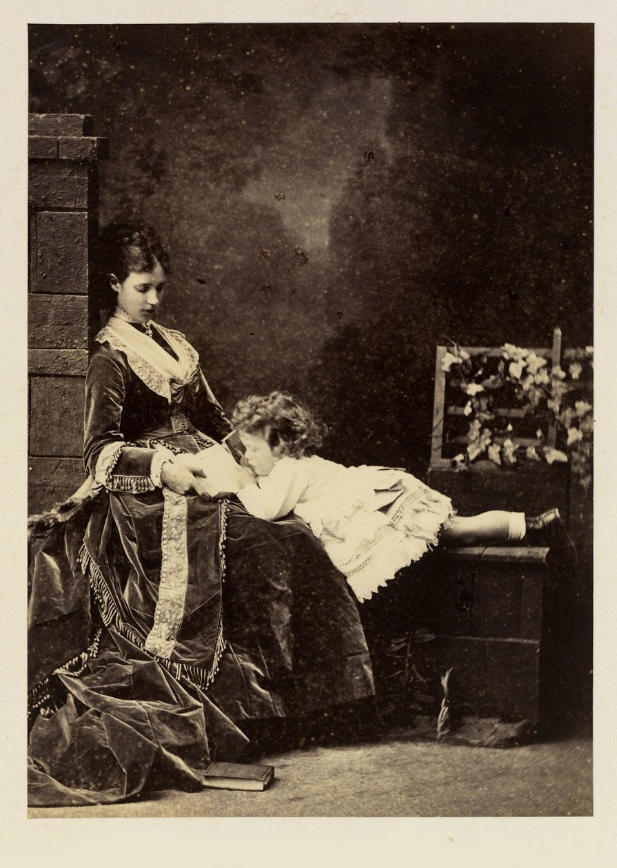 Marie Fedorovna (Dagmar av Danmark) (1847-1928) och hennes son Tsarevich Nicolas Aleksandrovich (Nicholas II) av Charles Bergamasco