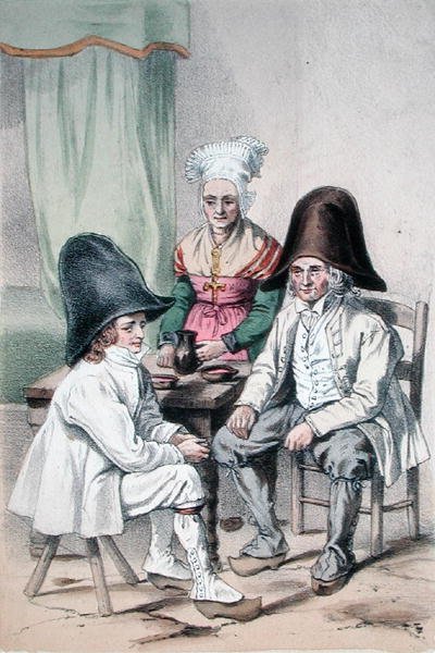 Marsh Peasants of Room i Puy de Dome-regionen i Auvergne, ca 1865 (färg litho) av Charles (after) Bour