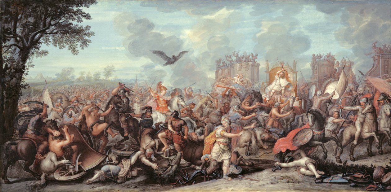 En persisk generals död (tempera på pergament) av Charles (after) Le Brun