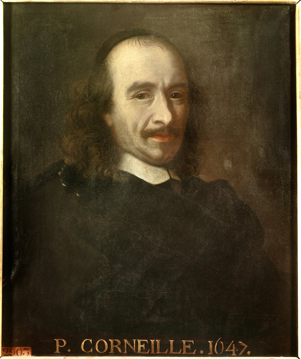 Porträtt av Pierre Corneille (1606-1684) fransk dramatisk poet. Anonym målning av Charles Lebrun (Le Brun) (1619-1690). Versailles, slott i Versailles och Trianon. av Charles (after) Le Brun