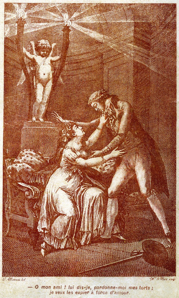 "Förlåt mig för mina oförrätter, jag vill gottgöra dem med kärlek." 1700-talet av Charles (after) Monnet