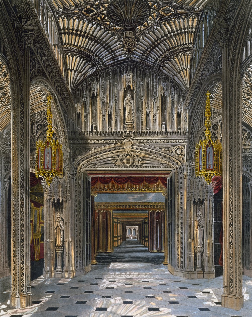 Konservatorium, gravering af Richard Reeve (født i 1780), baseret på design af Charles Wild (1781-1835), fra The History of the Royal Residencesswed av Charles (after) Wild