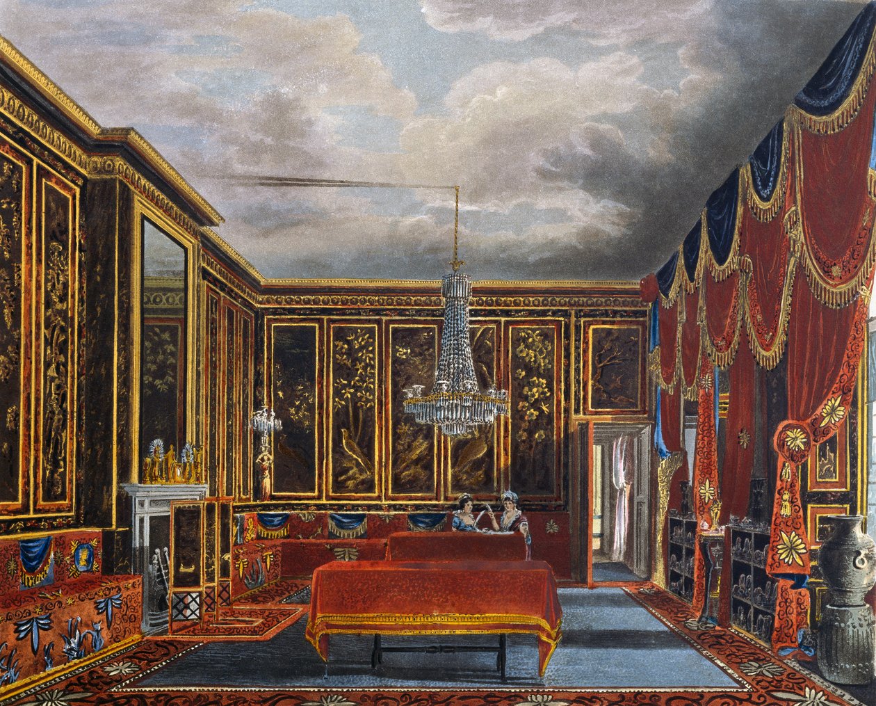 Japanskt rum, Gravyr av Richard Reeve (född 1780), Baserat på design av Charles Wild (1781-1835), Från The History of the Royal Residences av Charles (after) Wild