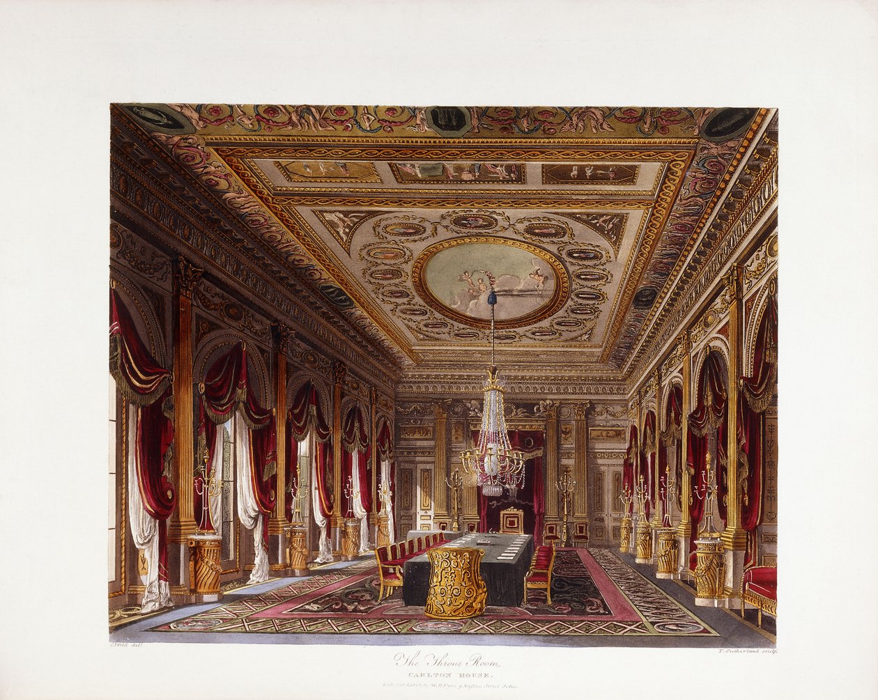 Throne Room, Carlton House av Charles (after) Wild