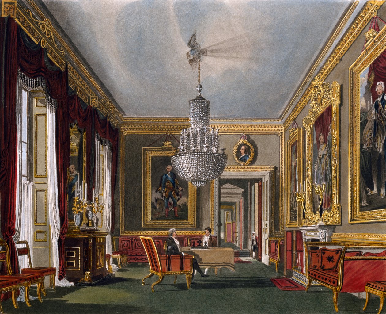 Västra förrummet, Gravyr av Richard Reeve (född 1780), Baserad på design av Charles Wild (1781-1835), Från The History of the Royal Residences av Charles (after) Wild