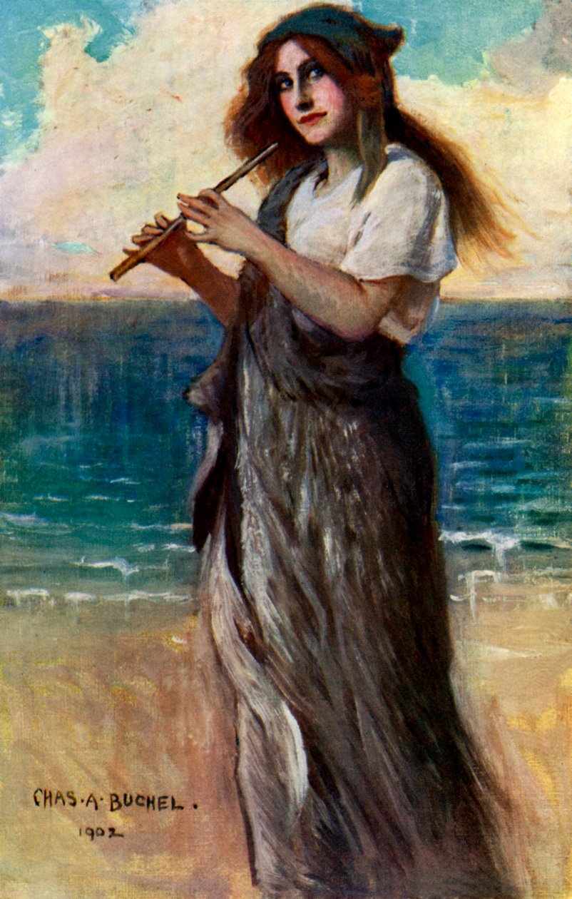 Nancy Price 1880-1970, engelsk skådespelerska, som Pallas Athene i Ulysses, 1902. av Charles A. Buchel