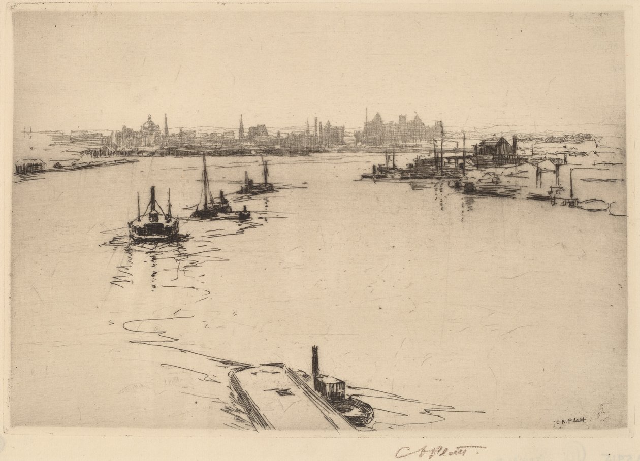 Williamsburg från bron (skiss) av Charles A. Platt