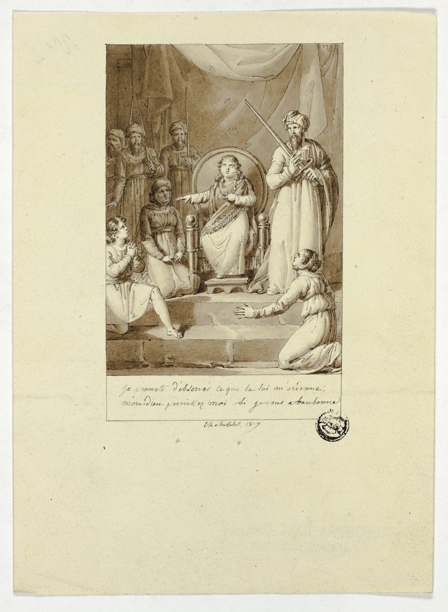 Scen ur Racines Athalie av Charles Abraham Chasselat
