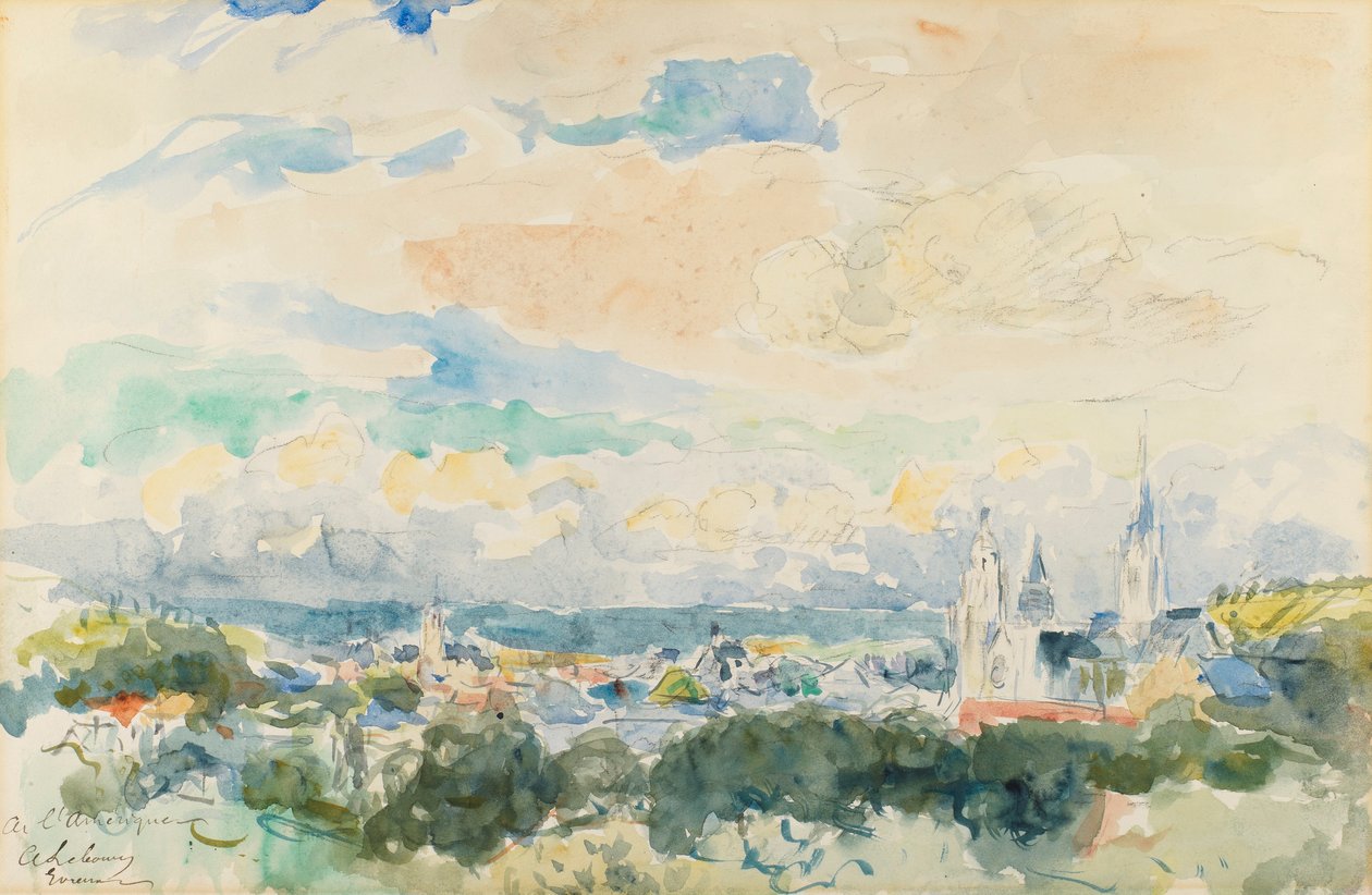 Skiss av en by av Charles Albert Lebourg