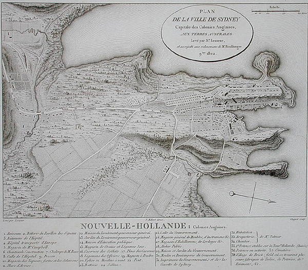 Plan över staden Sydney av Charles Alexandre (after) Lesueur