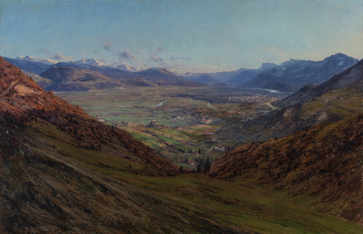 Grenoble sett från vägen till Sappey 1912 (Olja på duk) av Charles Alexandre Bertier