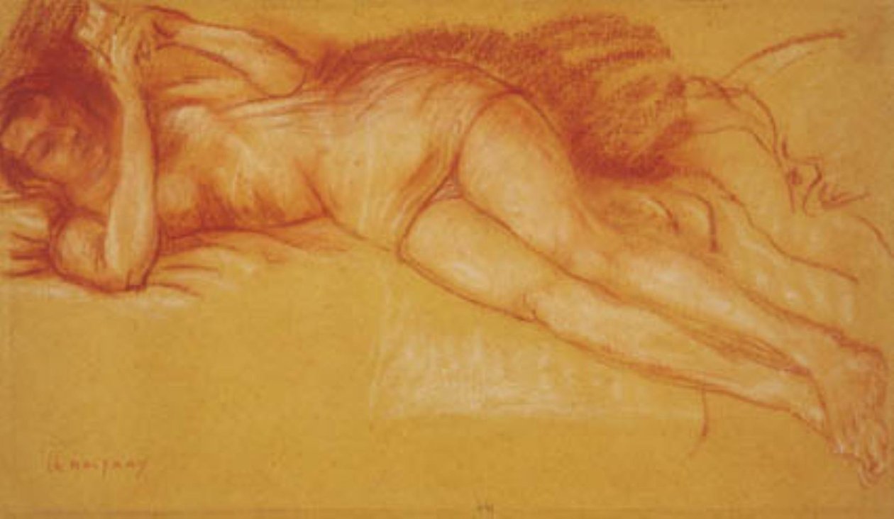 Kvinna som läser i en säng av Charles Alexandre Malfray