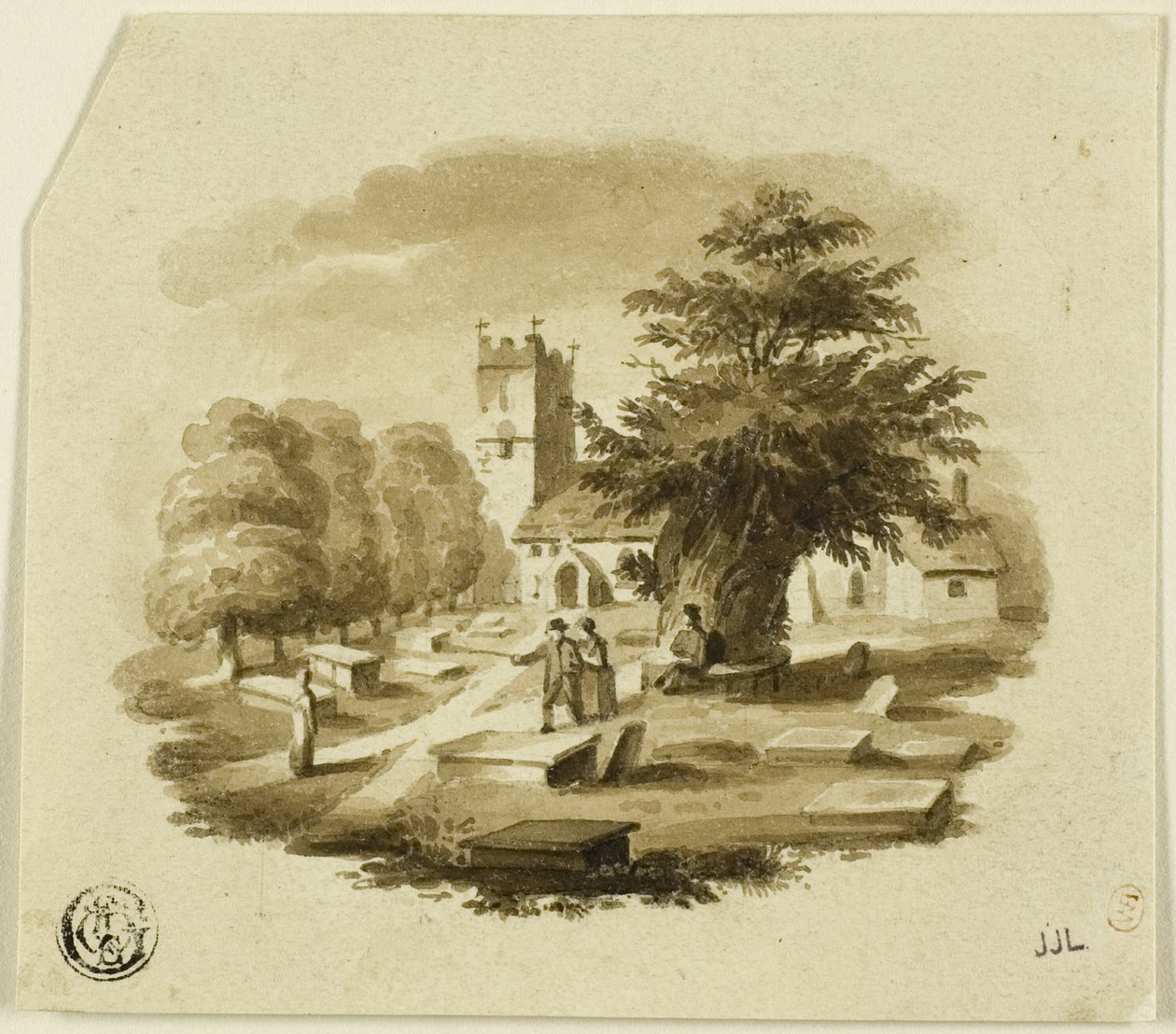 Figurer på kyrkogården nära kyrkan av Charles Alfred Stothard