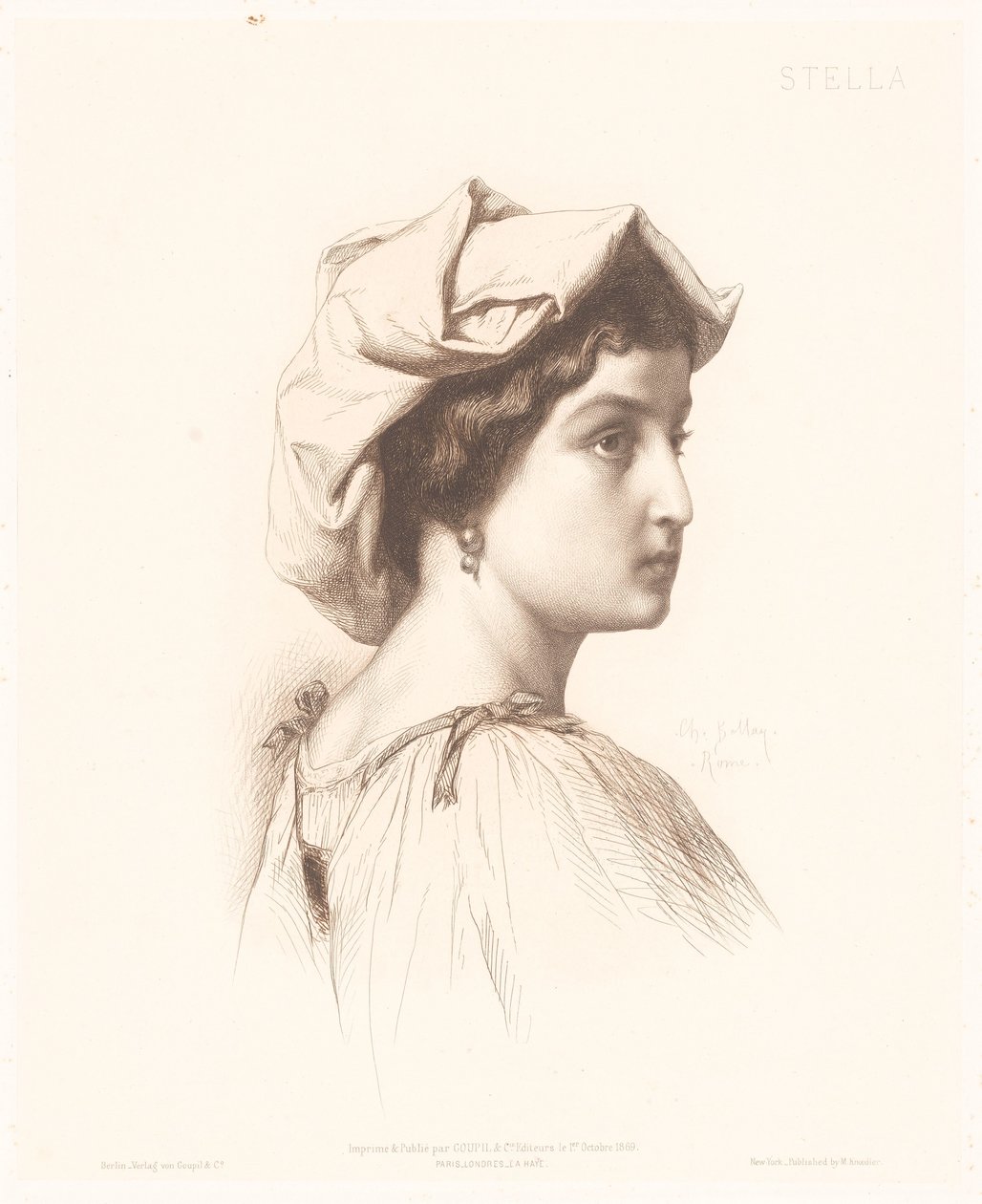 Porträtt av en italiensk kvinna Stella (titel på objekt) Porträtt av italienska kvinnor (serietitel) av Charles Alphonse Paul Bellay