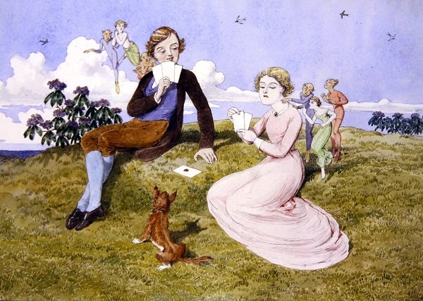 Hearts are Trumps (penna, bläck och akvarell på papper) av Charles Altamont Doyle