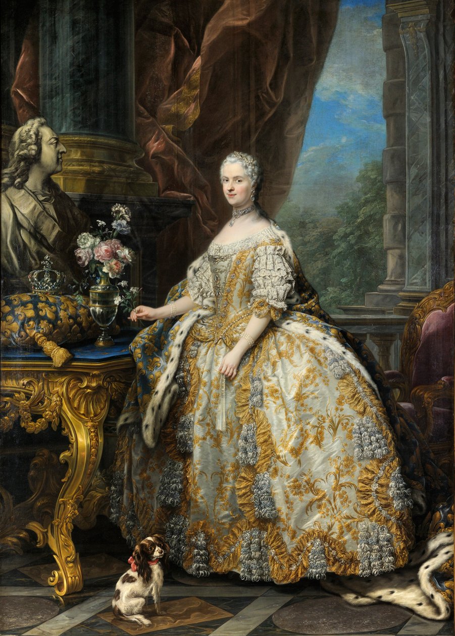 Franska: Marie Leszczinska, reine de France (1703-1768) Marie Leszczyńska av Charles André van Loo