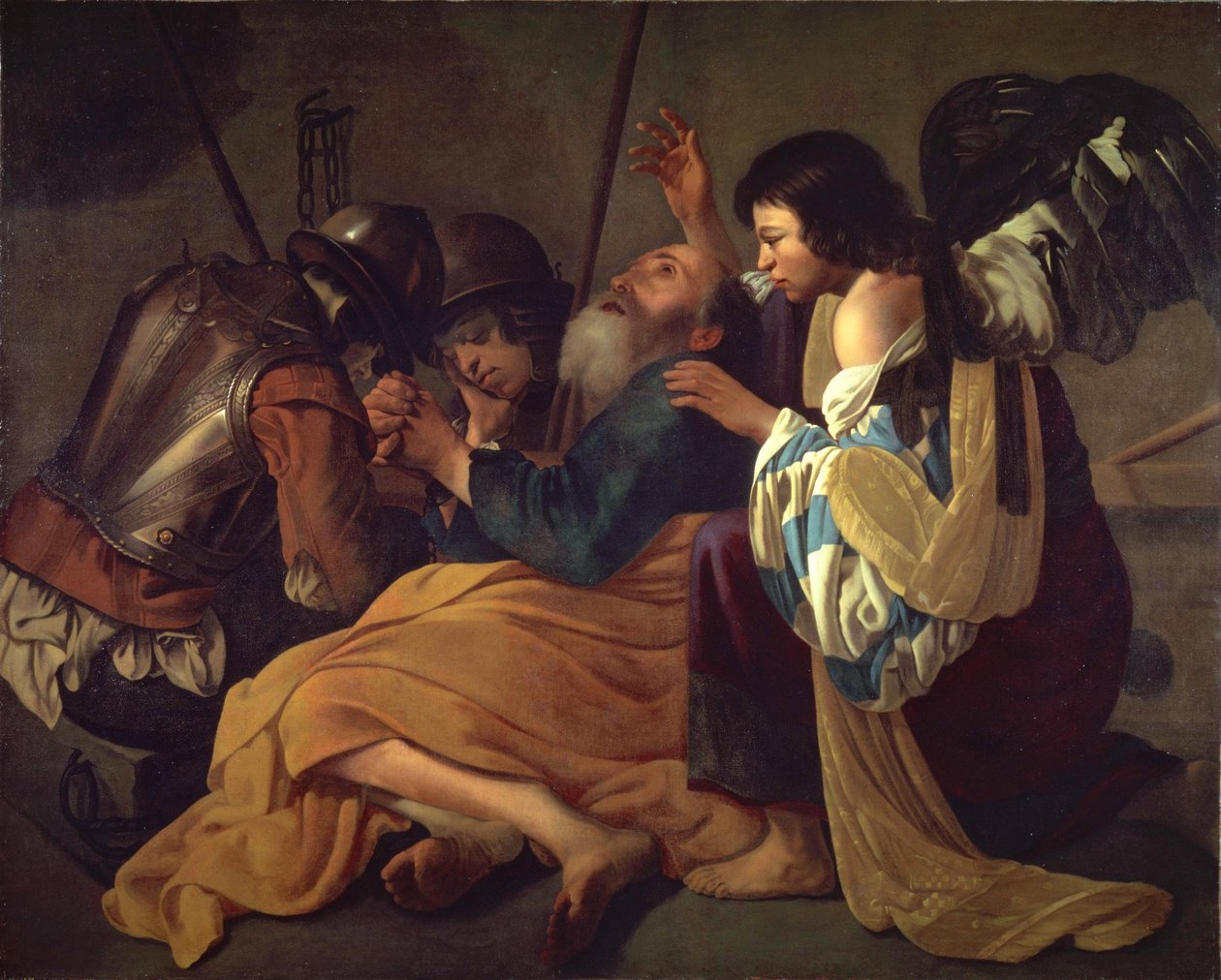 ""The Deliverance of Saint Peter"" Målning från Hendrick Terbrugghens skola (ter Brugghen) (1588-1629) National Museum of Western Art, Tokyo Japan av Charles Andrew Dyce