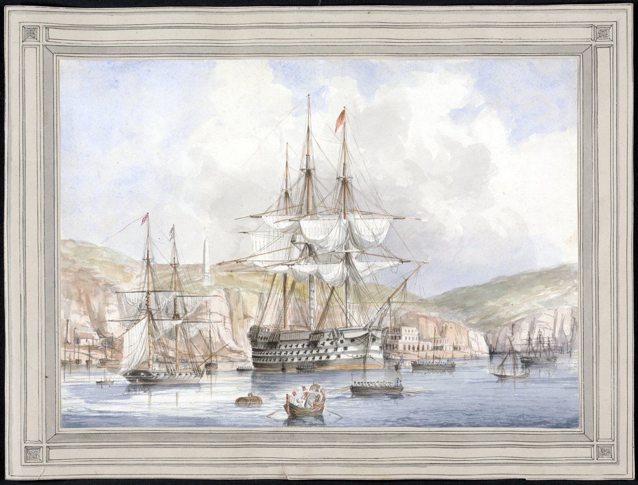 Vue de Malte (View at Malta) - Målning av Charles Andrew Dyce (1816-1853), akvarell på papper (25,1x34,9 cm), cirka 1849 - Yale University (USA) av Charles Andrew Dyce